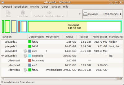 gparted in Aktion